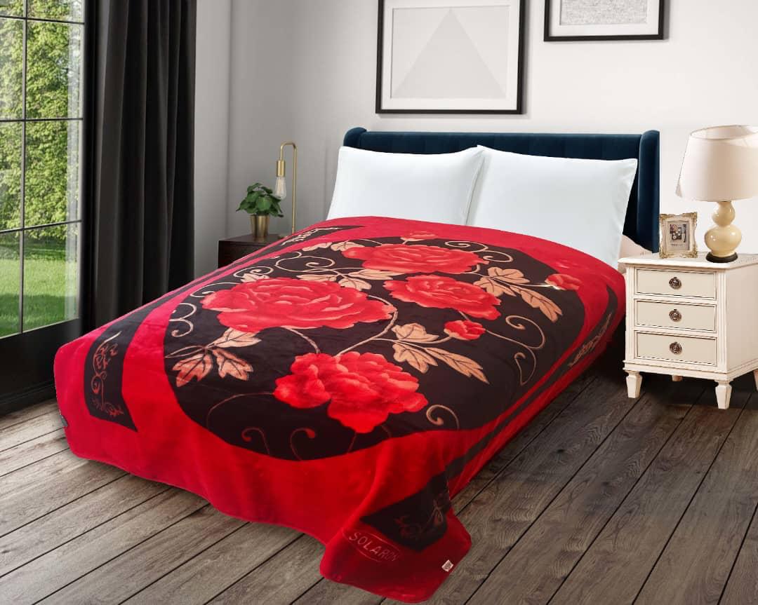 Red Floral Korean-Style Mink Blanket. XS40-881 RED