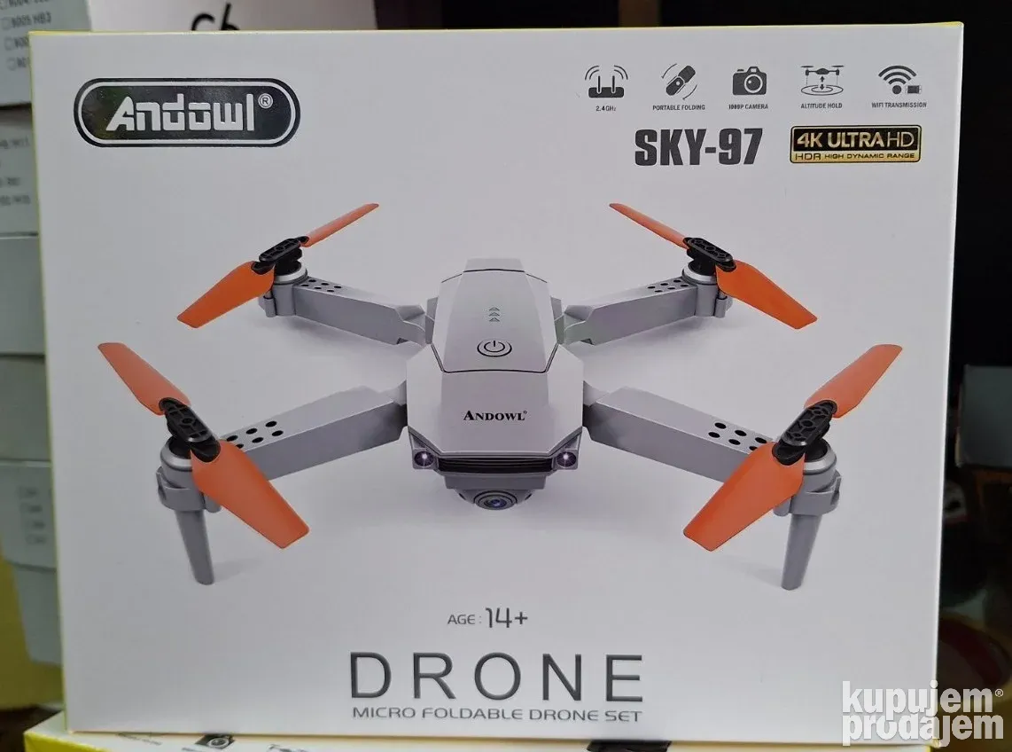Andowl Sky 97 Gray 4K HD Camera Drone – Foldable, Remote-Controlled – Ideal for Beginners and Enthusiasts